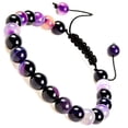 thumbnail image 1 of Pulseras unisex ajustables de macramé con piedras preciosas y cristales de poder curativo natural de 8 mm, 1 of 5