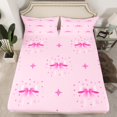 thumbnail image 2 of Feelyou Princess Bowknot Kids Queen Sheet Sets, Kawaii Cartoon Stars Flat Sheet, Cute Bow-tie Theme Queen Fitted Sheet, Lightweight Room Decor, 4 Pieces, 2 of 7