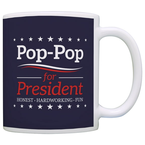 ThisWear Grandpa Birthday Gifts Pop-Pop for President Funny Fathers Day 11 ounce Coffee Mug Blue