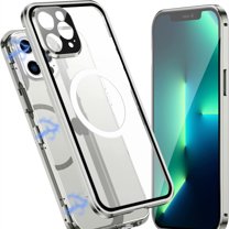 Elehold Clear Case for iPhone 14 Pro Max Transparent Crystal Clear Plating Edge Hard PC Back Magnetic Absorption MagSafe Camera Lens Protector Shockproof Slim Case For iPhone 14 Pro Max,Silver