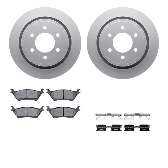 Dynamic Friction Company Rear Geospec Brake Rotors with Ultimate Duty Performance Brake Pads includes Hardware 4412-54070