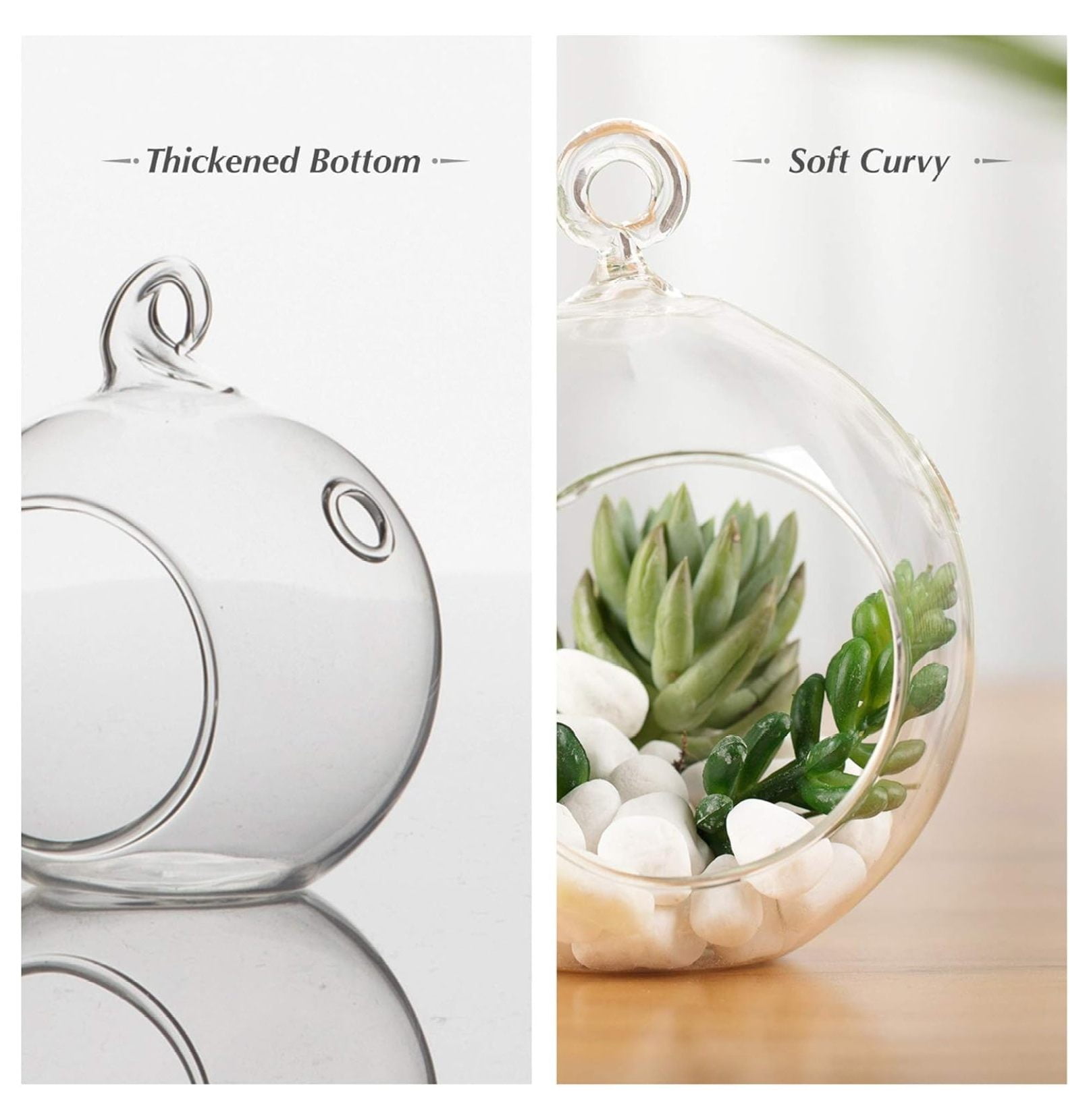 WGV Hanging Terrarium Globe, Width 4", Height 4.75", DIY Air Planter, Clear Glass Vase Orb with Flat Bottom, Candle Holder for Windowsill Outdoor Garden Decor, 12 Pieces Bulk