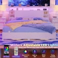thumbnail image 3 of Aheaplus King Size Headboard with Storage, Headboards with Power Outlet and RGB LED Light, Sturdy and Stable King Headboard Only for Bedroom, Dorm Room, Guest Room, White, 3 of 9