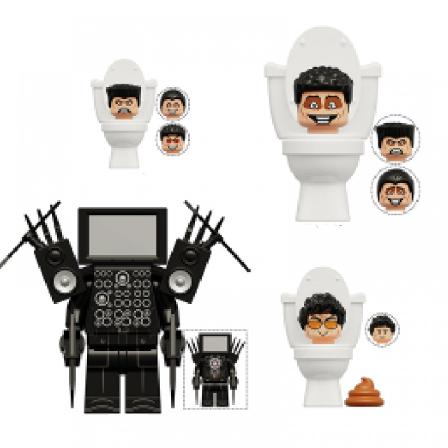 4 Pc Toilet Man Mini Building Blocks Toy Compatible With Other Building Blocks, Gift For Boys, Age 6 +-Vinsniv