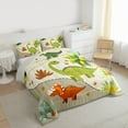 thumbnail image 3 of Homewish Cute Cartoon Dinosaur Queen Comforter Set for Kids, Funny Jungle Animal Bedding Sets, Coconut Tree Botanical Reversible Bedding Comforter Set, Microfiber Bedroom Decor, 3-Piece, 3 of 8