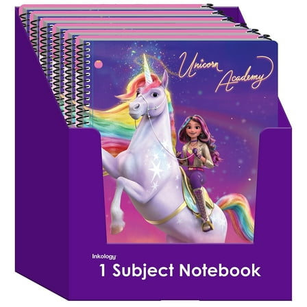 Inkology Unicorn Academy 1-Subject Notebooks College Ruled 80 Sheets Color chosen at random
