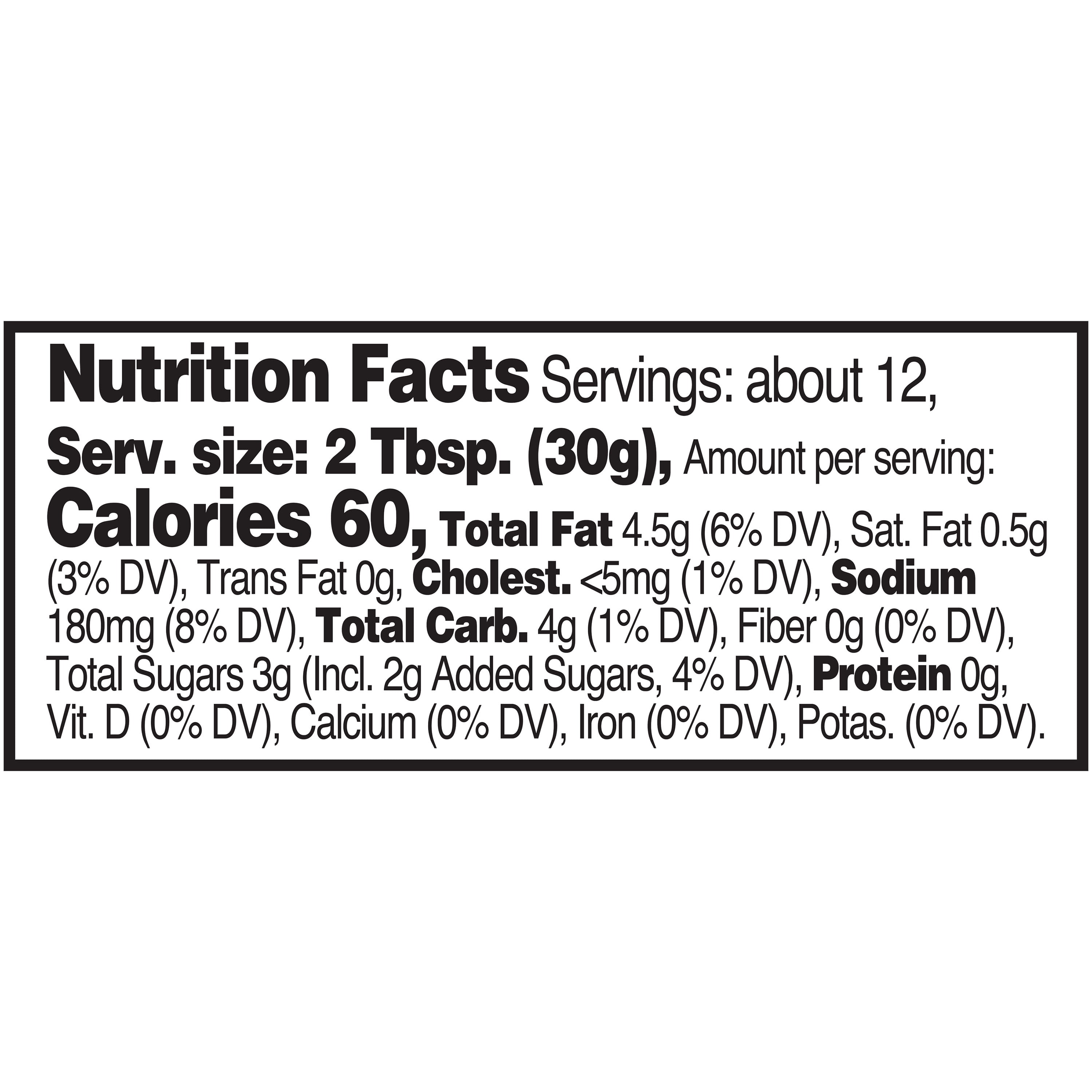 Great Value Tartar Sauce, 12 fl oz