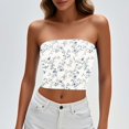thumbnail image 4 of Zedker Women's Floral Tube Tops Ruffled Strapless Bandeau Sleeveless Loose Holiday Style Multicolor Plus XXL, 4 of 7