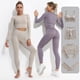 thumbnail image 3 of Conjunto de Yoga de 2/3/4 piezas para mujer ropa deportiva de entrenamiento sin costuras para gimnasio, trajes de cintura alta Leggings Top corto de manga larga, 3 of 4