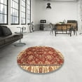 thumbnail image 3 of Ahgly Company Indoor Round Abstract Red Oriental Area Rugs, 3' Round, 3 of 6