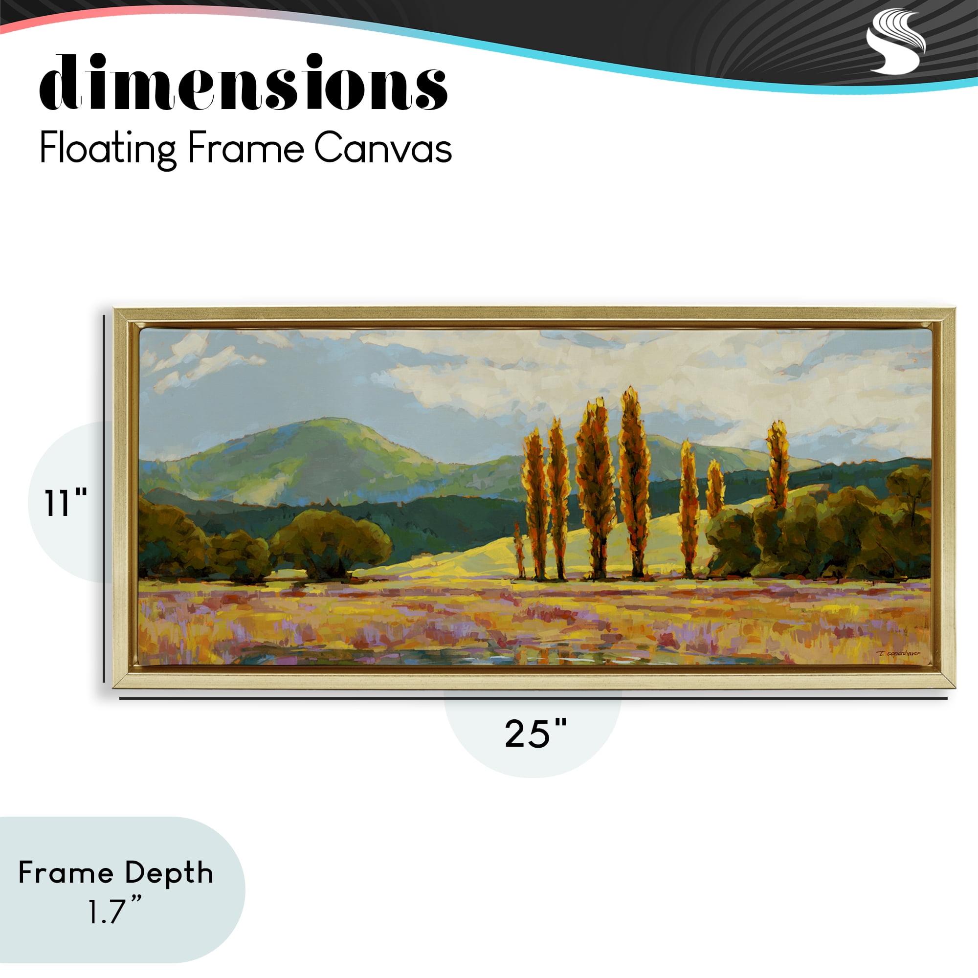 Stupell Industries Vast Subdued Countryside Gold Framed Floater Canvas Wall Art, design by Trevor Copenhaver