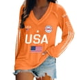 thumbnail image 2 of WHEANG Women's USA 250th Anniversary Shirt 1776-2026 Patriotic V Neck Long Sleeve Tee American Flag Graphic Tops Fashion Summer Comfortable Tee Color Orange Size XXL, 2 of 4