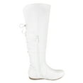 thumbnail image 3 of Top Moda Women Knee High Boots Back Lace Flat Heel Side Zipper Round Toe Bank-37 White 8, 3 of 5