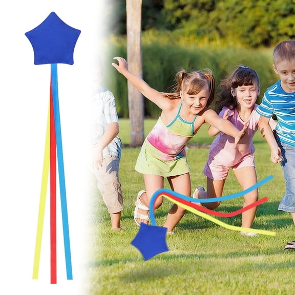 Tucknest Sensory Bean Bags, Star Shaped Throw Toys with Ribbons, Outdoor Toss Games for Family Gathering, Soft Footbag Alternative, Blue