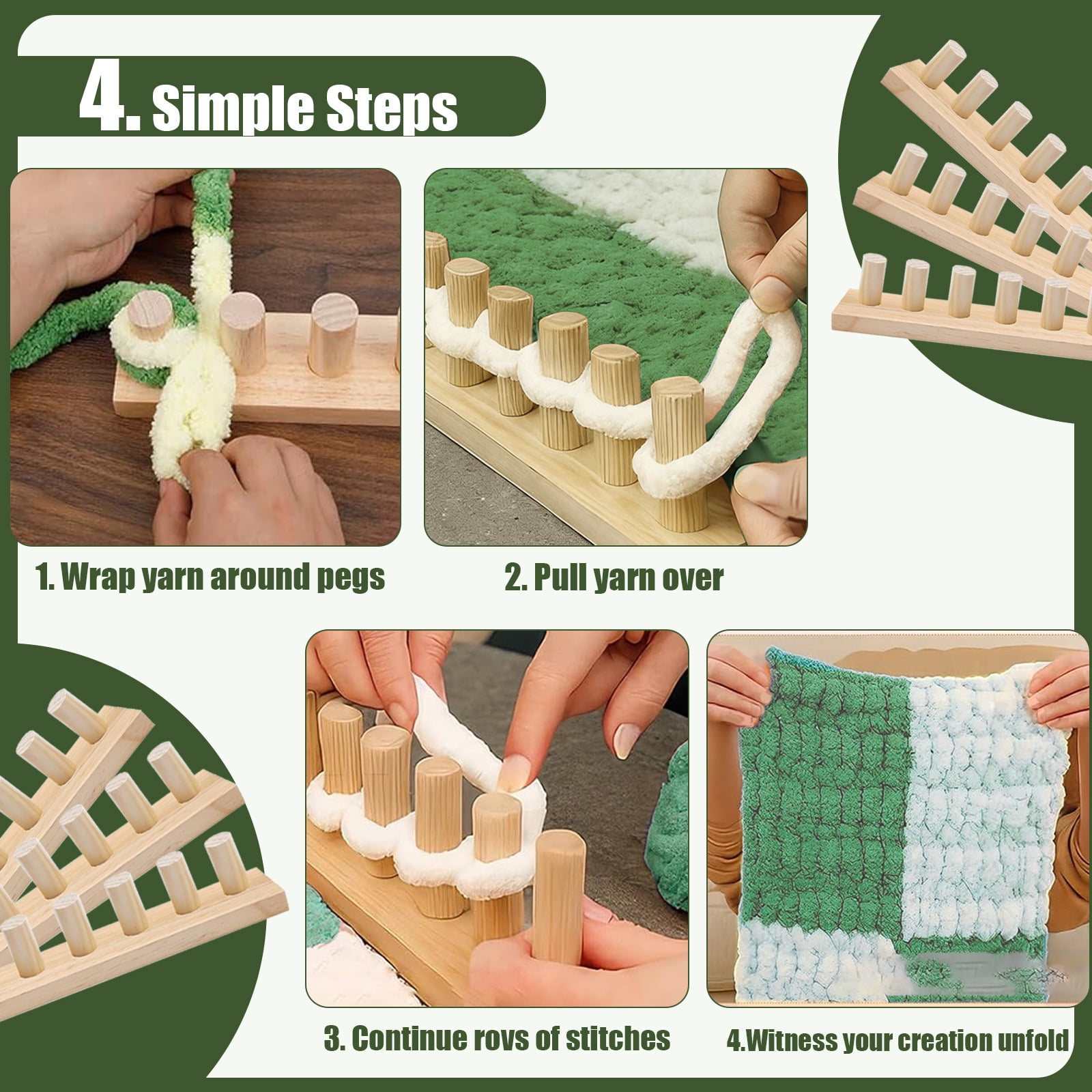 Vacmaster 48in Wooden Chunky Blanket Loom,Portable Hand Knitting Loom,Large Frame for Diy Knitting & Weaving, for Beginners, Reusable for Bulky Yarn Crafts, Scarves ,Throw & Gifts