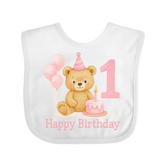 Inktastic Cute Teddy Bear 1st Birthday Party Boys or Girls Baby Bib