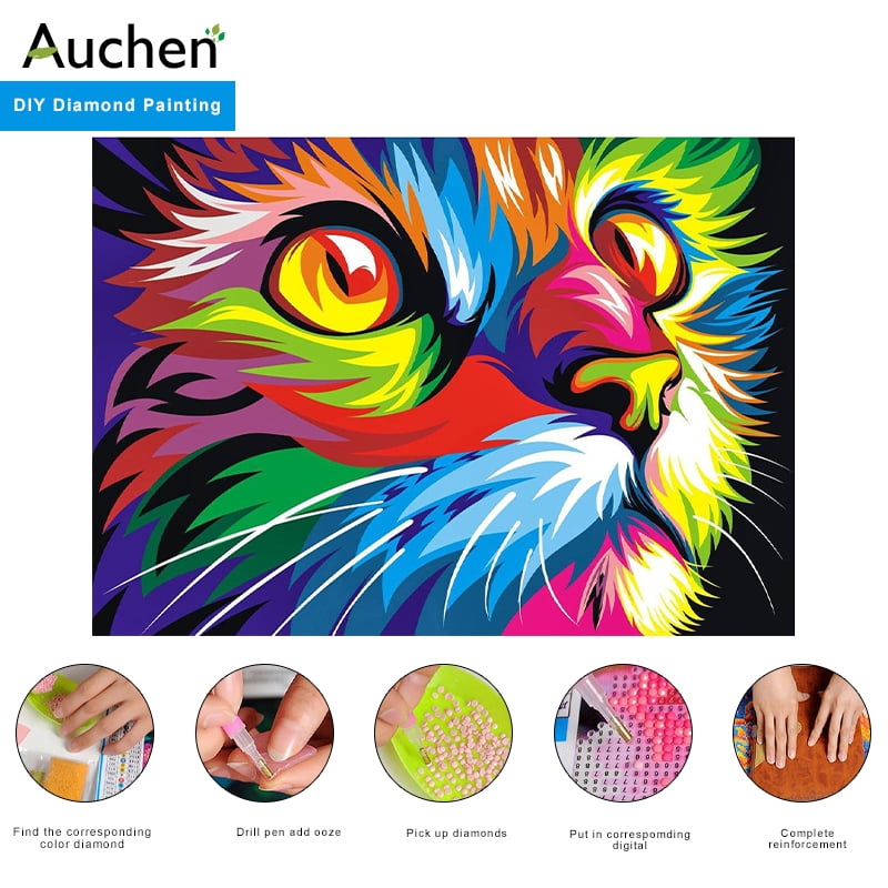 AUCHEN 5D DIY Diamond Painting, Cute Cat Crystals 5D Diamond Painting Full  Drill, Rhinestone Diamond Painting for Beginner Adults Diamond Arts Home  Wall Decor, 11.8 X 15.8 (Colorful Cat) 