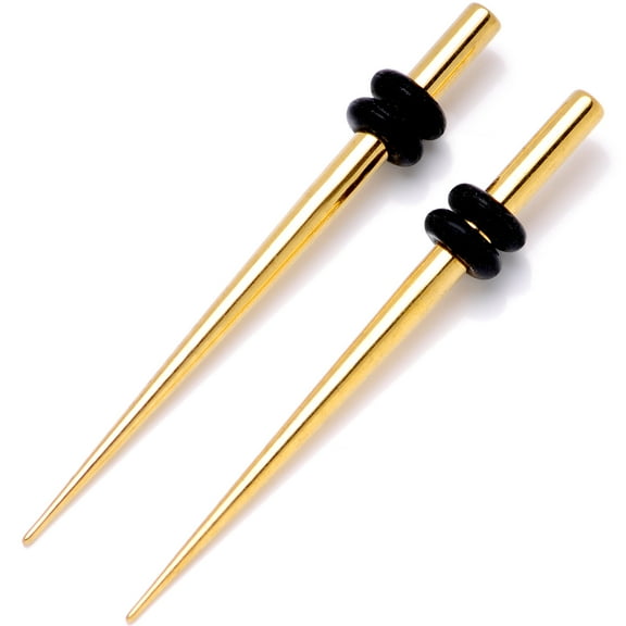 Body Candy Gold Tone Anodized Titanium Steel Micro Taper Straight Plug Set of 2 12 Gauge