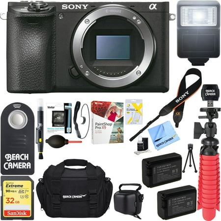 Sony a6500 4K Mirrorless Digital Camera Body with APS-C Sensor ILCE-6500 + 32GB SDXC Memory Card + Dual Battery Kit + Deluxe Accessory