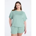 thumbnail image 2 of Joyspun Women's French Terry Lounge Sleep Short Sleeve Top and Shorts Set, 2-Piece, Sizes XS-3X, 2 of 6