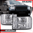 thumbnail image 2 of M-AUTO Headlamps Assembly Headlamps Replacement for 2007-2014 GMC Sierra Truck, Chrome Housing Clear Lens Clear Corner, 2 of 9