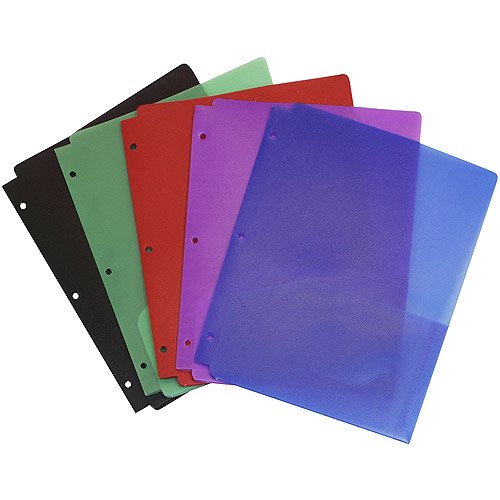 Storex Poly 2Pocket Folders with Holes, 14mil, Assorted Colors, Case