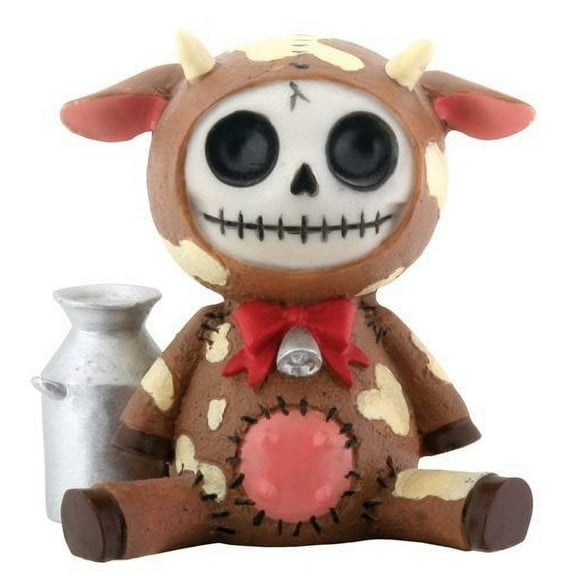 SUMMIT COLLECTION Furrybones Brown Moo Moo Signature Skeleton in Dairy Cow Costume with Tin Milk Can