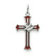 Croix Émaillée en Argent Sterling Rhodié avec Charme de Colombe QC3337 (25mm x 15mm) – image 1 sur 2