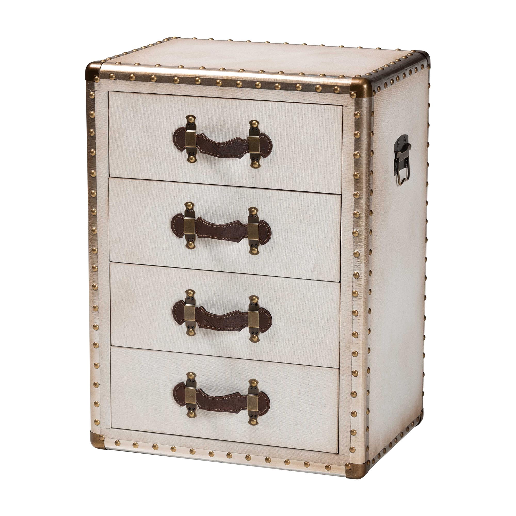 Baxton Studio Jaelyn Vintage End Table, 4-Drawer, Silver