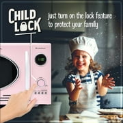 Nostalgia 0.9 cu ft Retro Microwave Oven, 800W Countertop Microwave Oven with Digital Clock, Pink