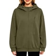 thumbnail image 2 of SSZMDLB Women Plus Size Hooded Sweaters Fall Winter Long Sleeve Zip Up Casual Loose Fit Blouses Soft Fleece Pullover Tops, Army Green M, 2 of 6