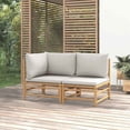 thumbnail image 1 of vidaXL 2 Piece Garden Lounge Set with Light Grey Cushions Bamboo, 1 of 5