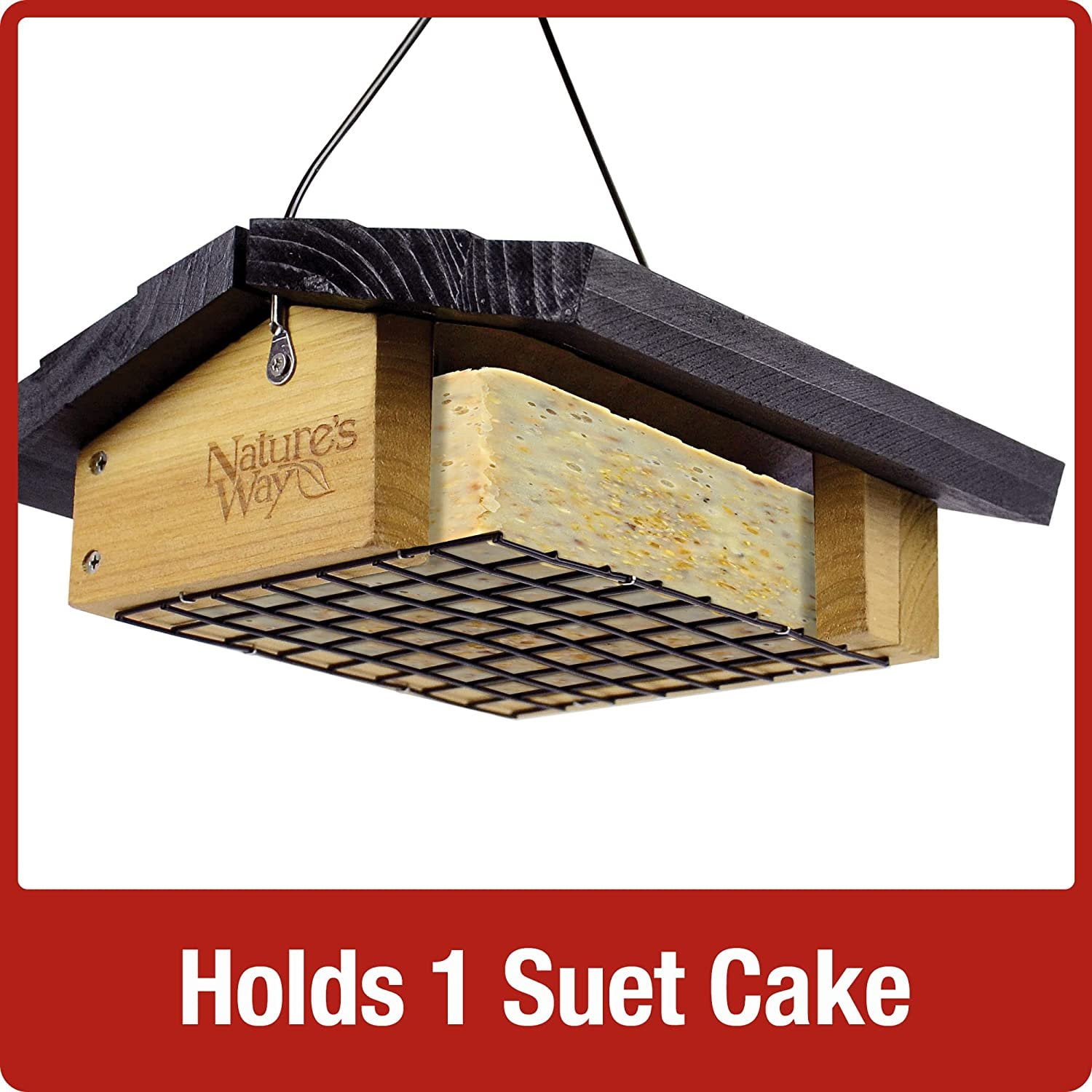 Nature's Way Bird Products Cedar Upside-Down 1-Cake Multi-Bird Suet Feeder, 1 lb Capacity