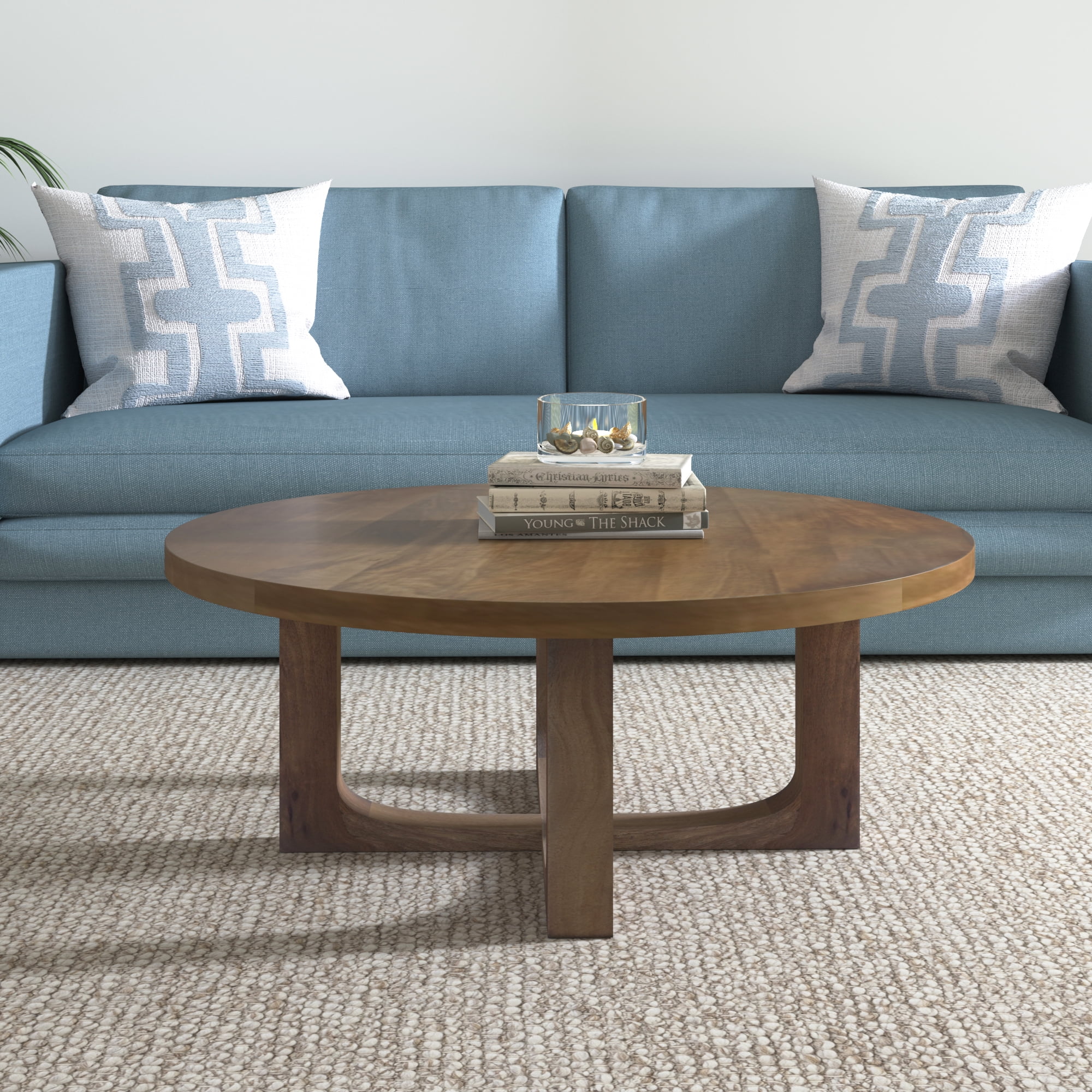 Ox Bay Diane Contemporary Chestnut Finish Round Wood Coffee Table