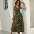 thumbnail image 3 of Maxi Dress Vintage Paisley Print Dress Woman Gold And Black Vintage V Neck Sleeveless Street Style Graphic Bohemia Long Dresses, 3 of 7