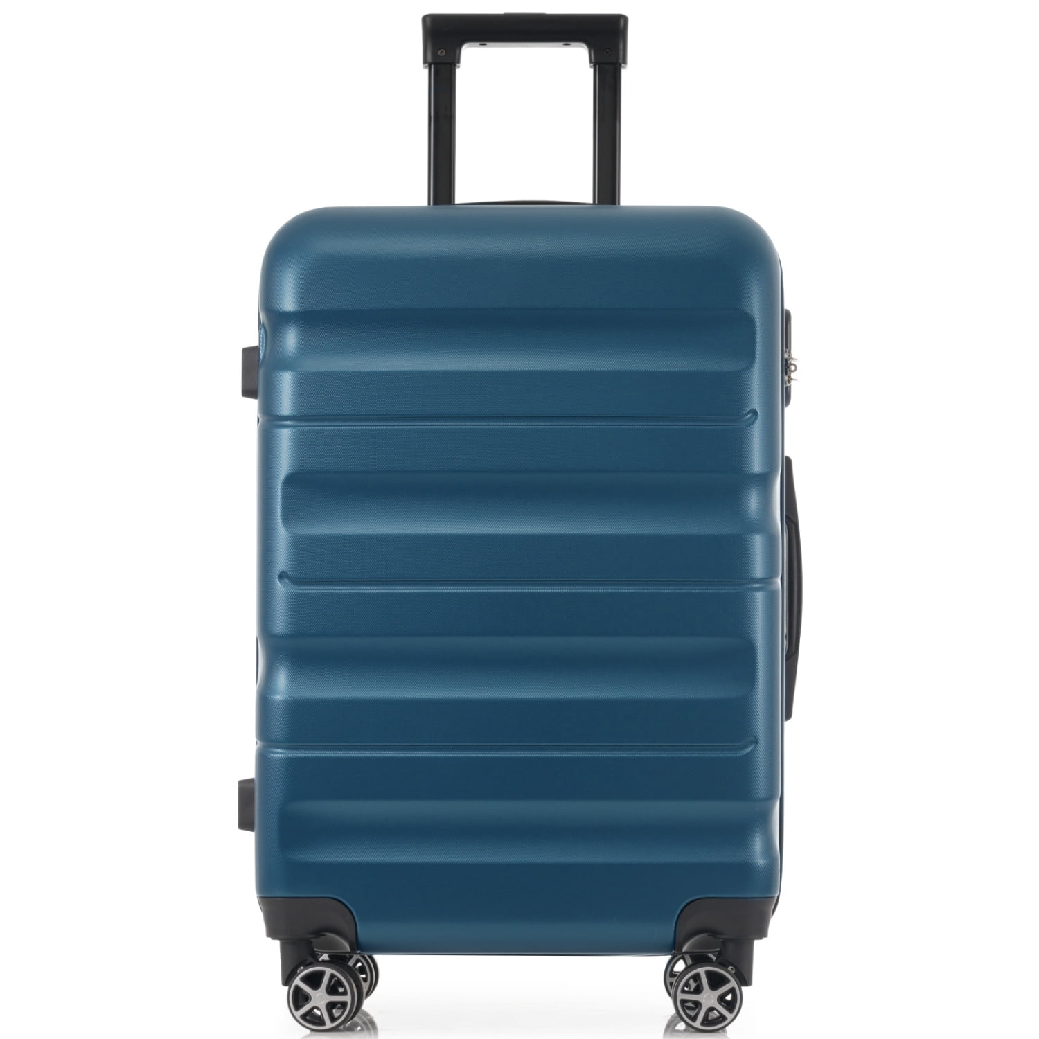 Lisonu 3-Piece Luggage Set, 24-Inch Hardside Checked Suitcase with 8 Spinner Wheels and 2 Packing Cubes, Lightweight ABS Travel Luggage, Inky Blue