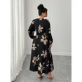 thumbnail image 2 of Plus Size Women Floral Print Elegant Crossover Neck Ruched Puff Sleeve Long Dress Fall Cloth For Women, 2 of 6