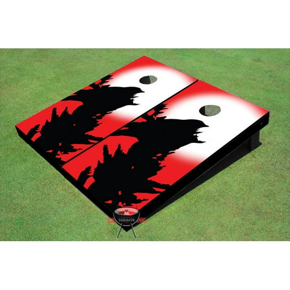 Raven on a Tree Red Theme Cornhole Boards
