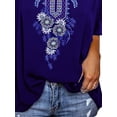 thumbnail image 3 of Gvmfive Women Floral Print Short Sleeve Round Neck Loose Tops Blouse, 3 of 4