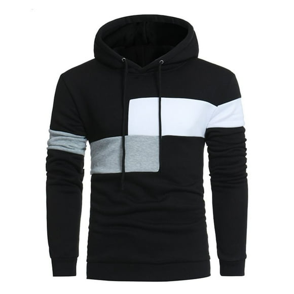 Essentials Hoodie Loose Fit Flannel Male Autumn Winter Street Leisure Travel Outdoor Sports Colorblock Print Slim Hooded Long Sleeve Sweater Top Cargo Shorts for Men Black