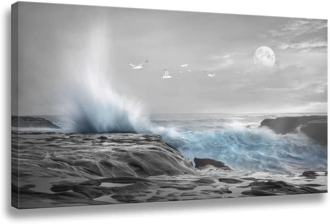 Large Framed Wall Art Canvas Ocean Decor Beach Theme Bedroom Large
