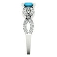 thumbnail image 3 of 1.42 ct Round Cut Simulated Turquoise Solitaire with Simulated Diamond Accents 18K White Gold Womens Engagement Ring, 3 of 5
