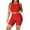 Red, variant on Women's Two Piece Casual Workout Sets Athletic Solid Color Summer Yoga Outfit 2 Piece Racerback Crop Top And High Waist Biker Shorts Tight Fit Gym Wear For Fitness Running