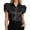 Black, variant on Women’S Silky Satin Button Front Shirt, Tiered Ruffle Cap Sleeve Collared Business Casual Blouse, Wrinkle-Resistant Polyester Fabric, 1pc, Sizes S To XXL