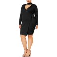 thumbnail image 1 of ¿Que qué? Vestido cruzado Gigi para mujer, negro, 3X, 1 of 1