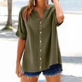 thumbnail image 2 of Endives Womens Tops V Neck Button Down Open Front Short Sleeve Tshirts Business Casual Basic Tee Loose Fit Shirts for Women, 2 of 3