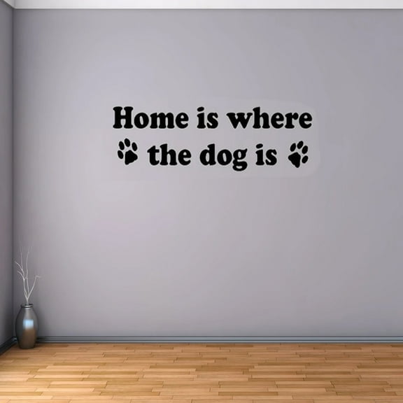 VWAQ Home Is Where the Dog Is Vinyl Wall Decal Quote - Animal Lovers Home Decor (8"H x 22"W BLACK)