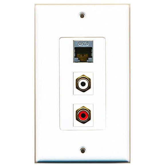 RiteAV - 1 Port RCA Red and 1 Port RCA White and 1 Port Shielded Cat6 Ethernet Decorative Wall Plate Decorative