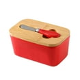 thumbnail image 2 of Fiocias Cheese Butter Storage Box Freshness Keeping Portable Durable Ceramic Butter Dish Red, 2 of 9