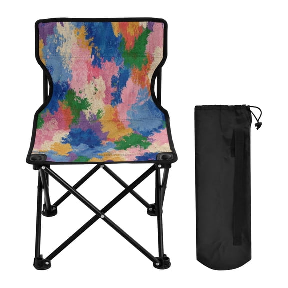 600D Oxford Camping Chair Portable Foldable Chair Supports 220 lbs for Picnic, Fishing, Backpacking Colorful Splashes and Brushstrokes